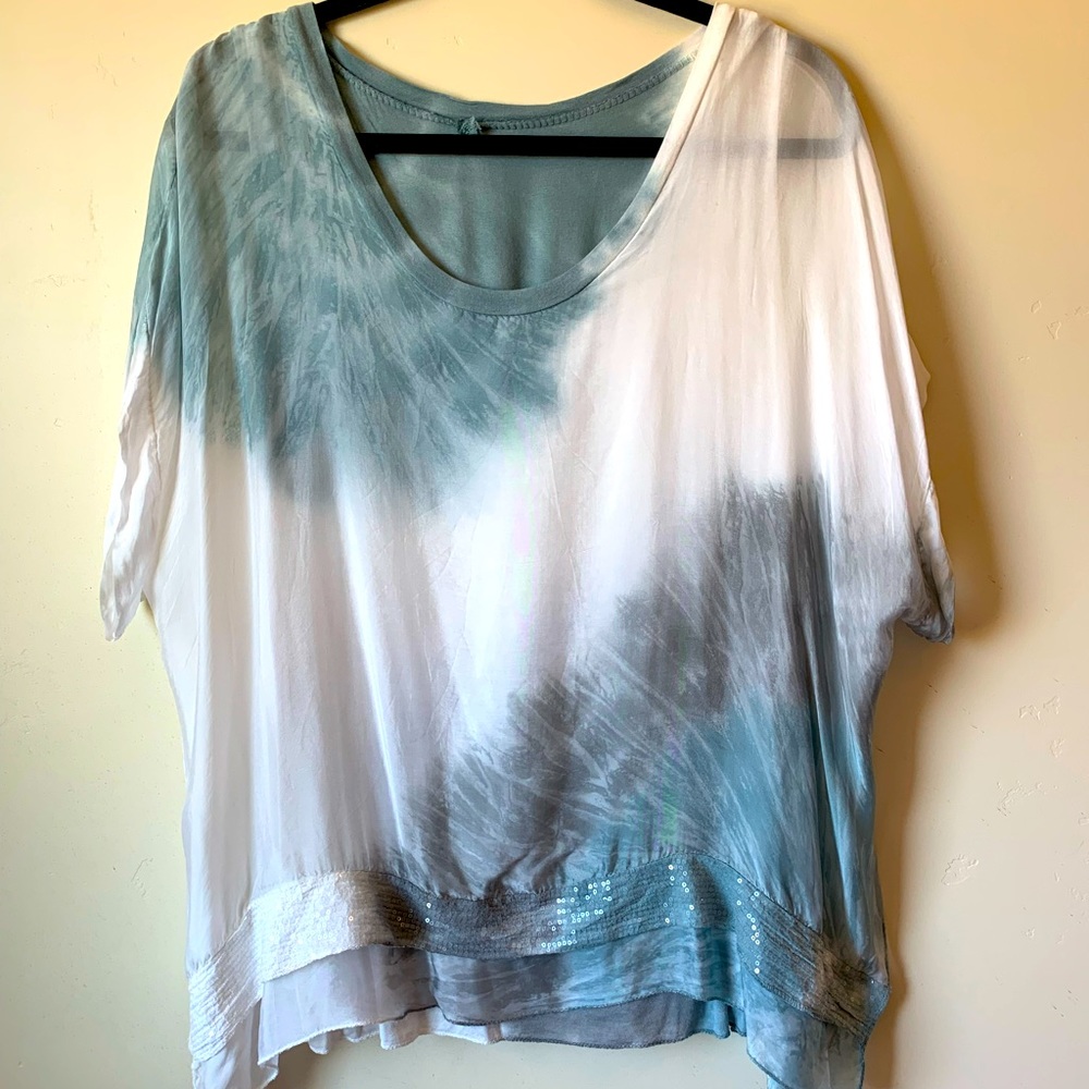 Italian Silk Chiffon with Sequin Band Top